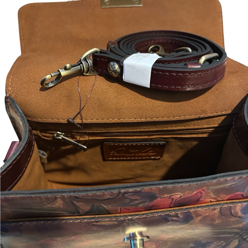 Patricia Nash Multicolor Floral Satchel cross body with micro hand bag charm gif - Picture 5 of 8